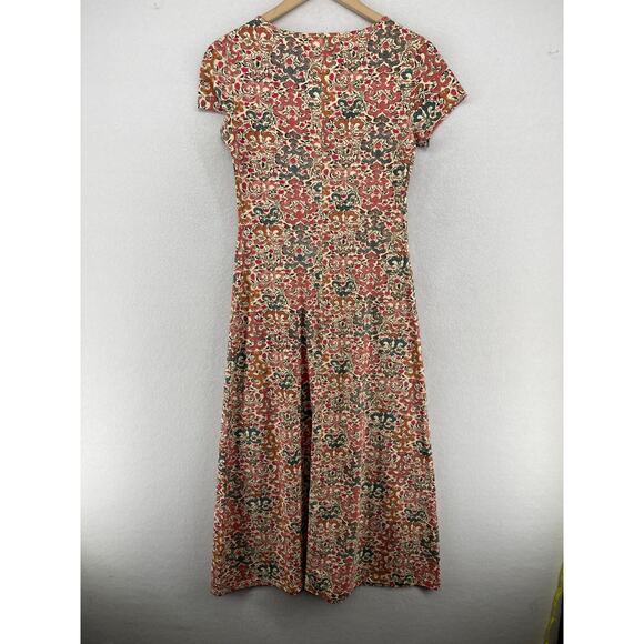 PERUVIAN CONNECTION Dress XS Spice Route Filigree Scroll Stretch Cotton Pink - Picture 2 of 13